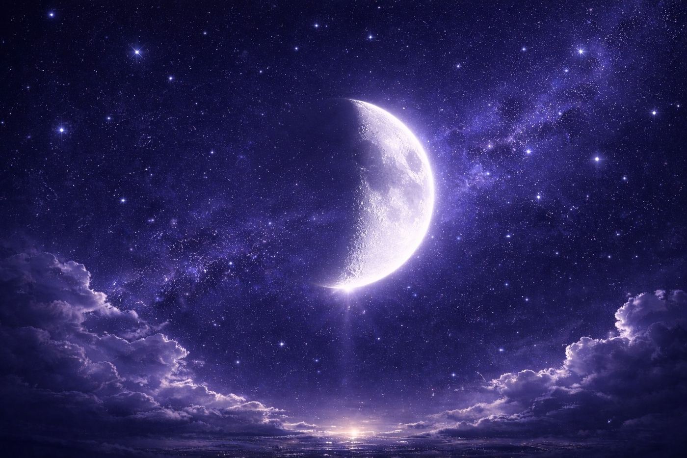 First Quarter Moon in a night sky — half illuminated Moon symbolizing action, decisions, and momentum