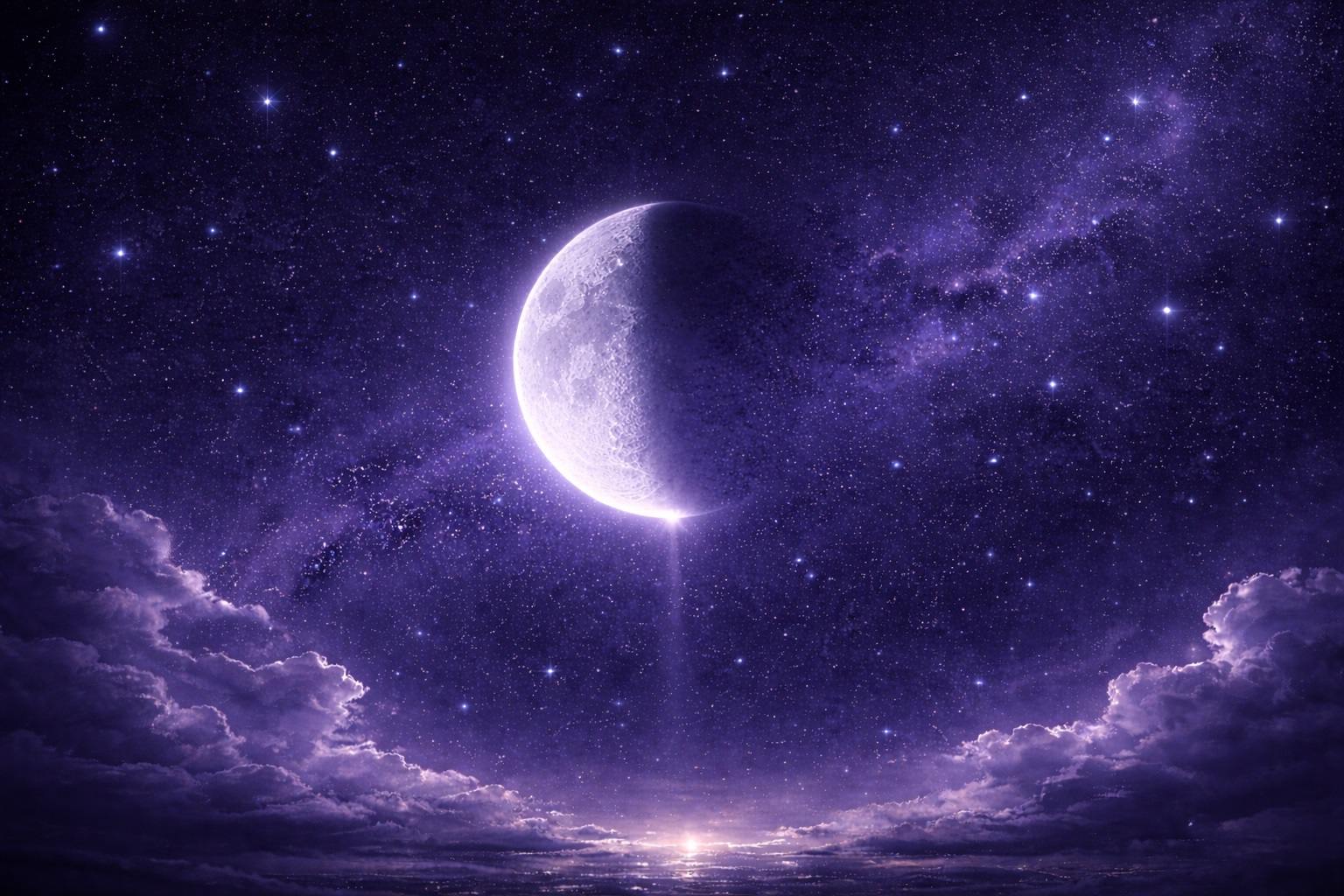 Last Quarter Moon in a night sky — half illuminated waning Moon for reflection, release, and realignment