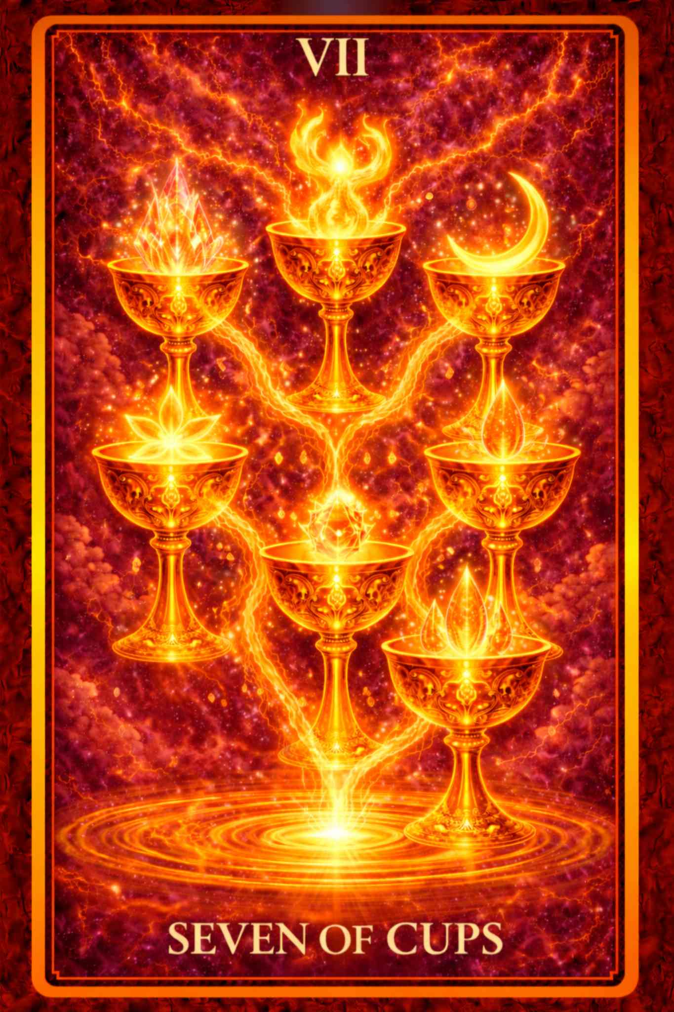 Seven of Cups tarot card – options, fantasy, illusion and emotional confusion