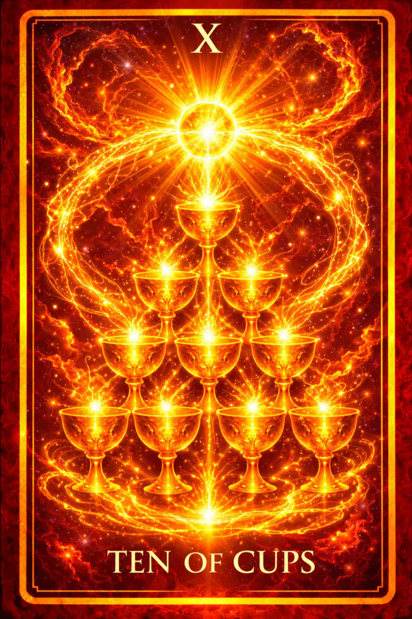Ten of Cups tarot card – emotional harmony, family joy, peace and lasting fulfillment