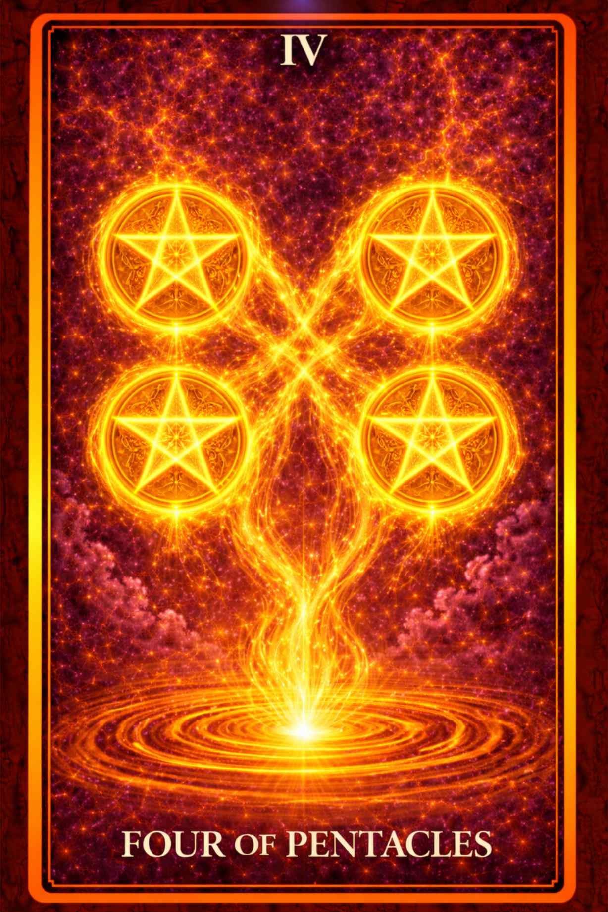 Four of Pentacles tarot card – control, security, holding on and protection
