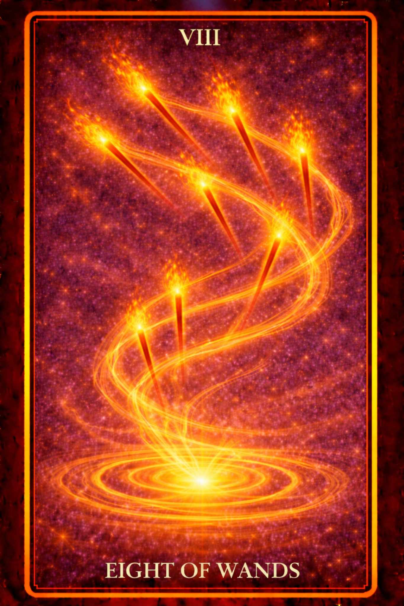 Eight of Wands tarot card – speed, messages, momentum and fast movement