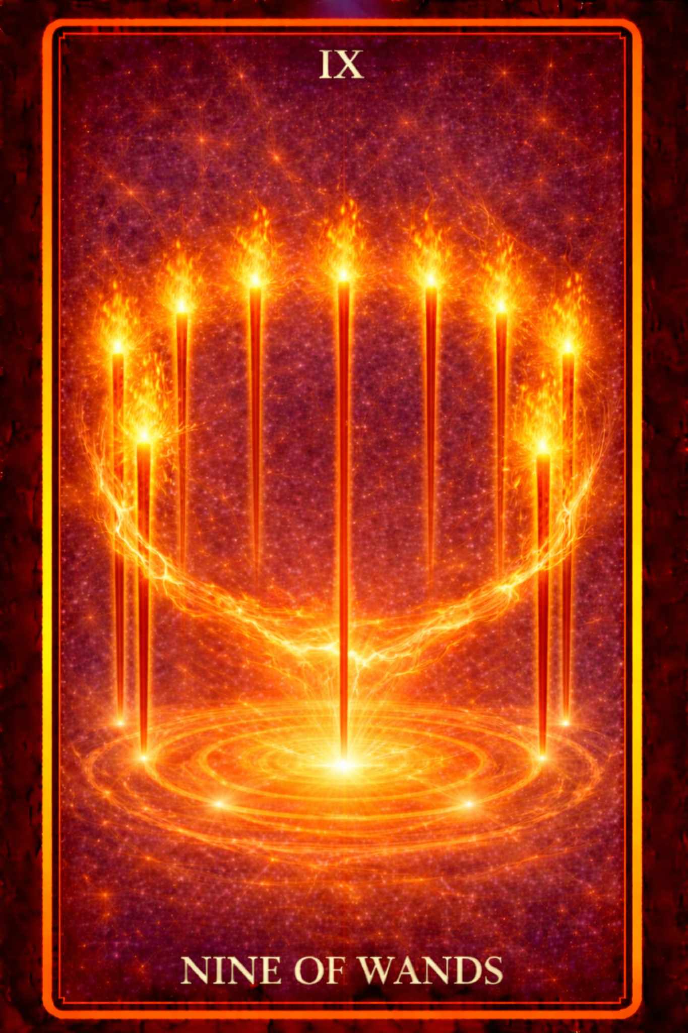 Nine of Wands tarot card – resilience, endurance, caution and wounded strength