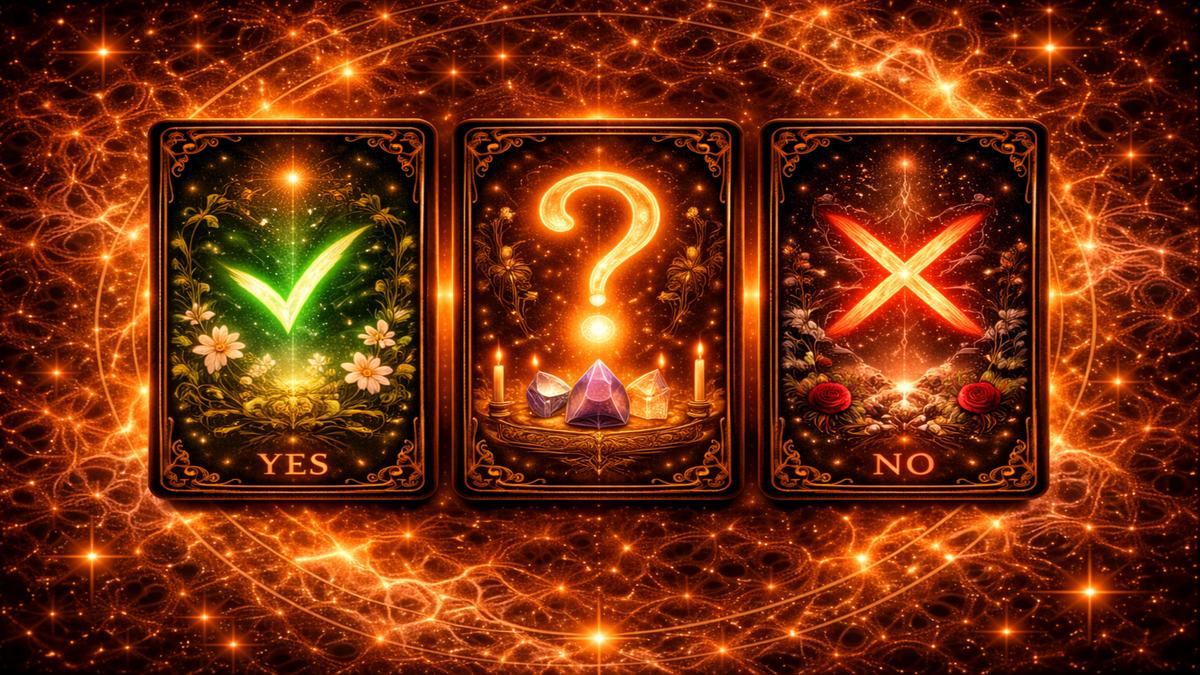 Yes or no tarot spread layout with three card positions for clear guidance