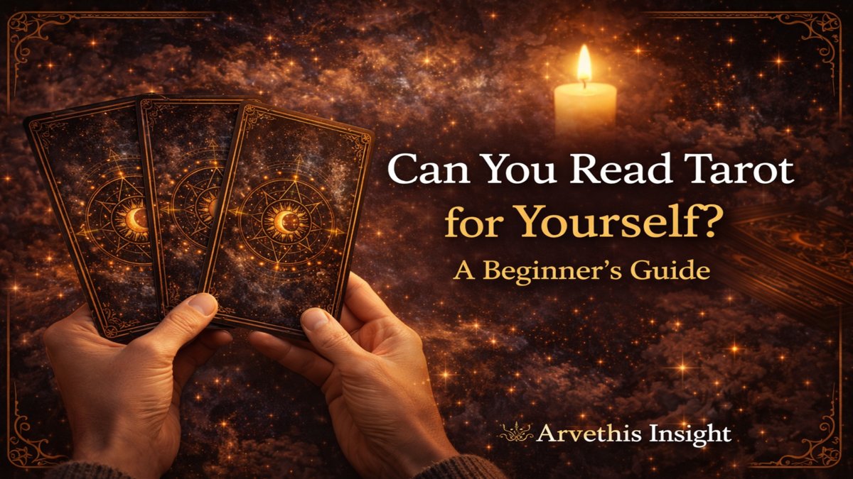 Tarot self reading guide with cards and reflective symbolism