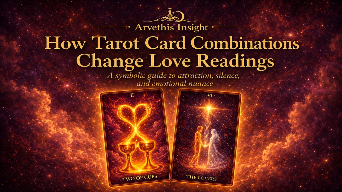 Three tarot cards arranged in a warm golden love reading scene with stars, candlelight, and symbolic relationship energy